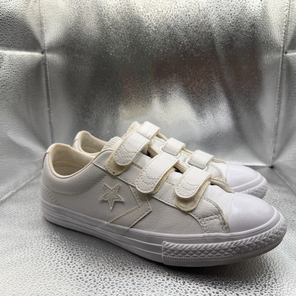Size 4.5 Converse Star‎ Player 3V Ox White Junior Trainers Shoes 651830C